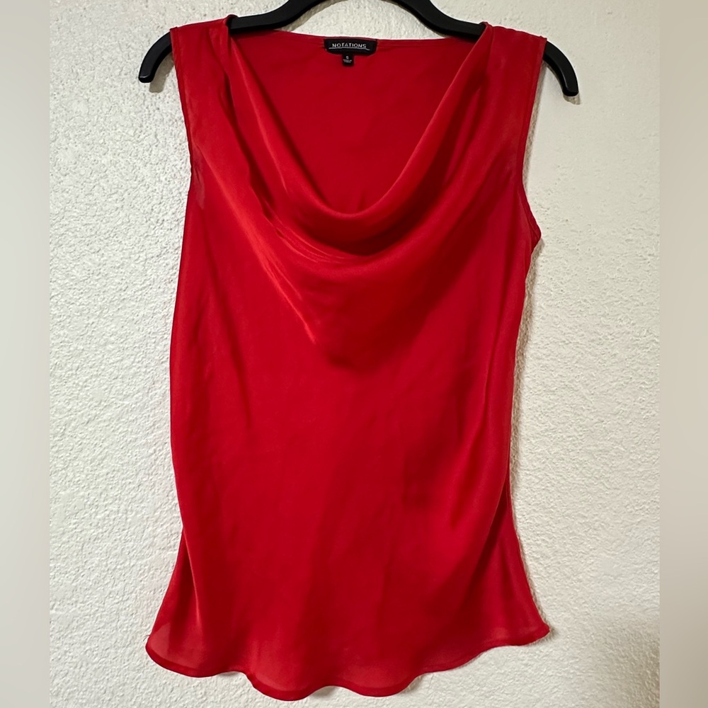 Notations Vibrant Red Cowl Neck Blouse